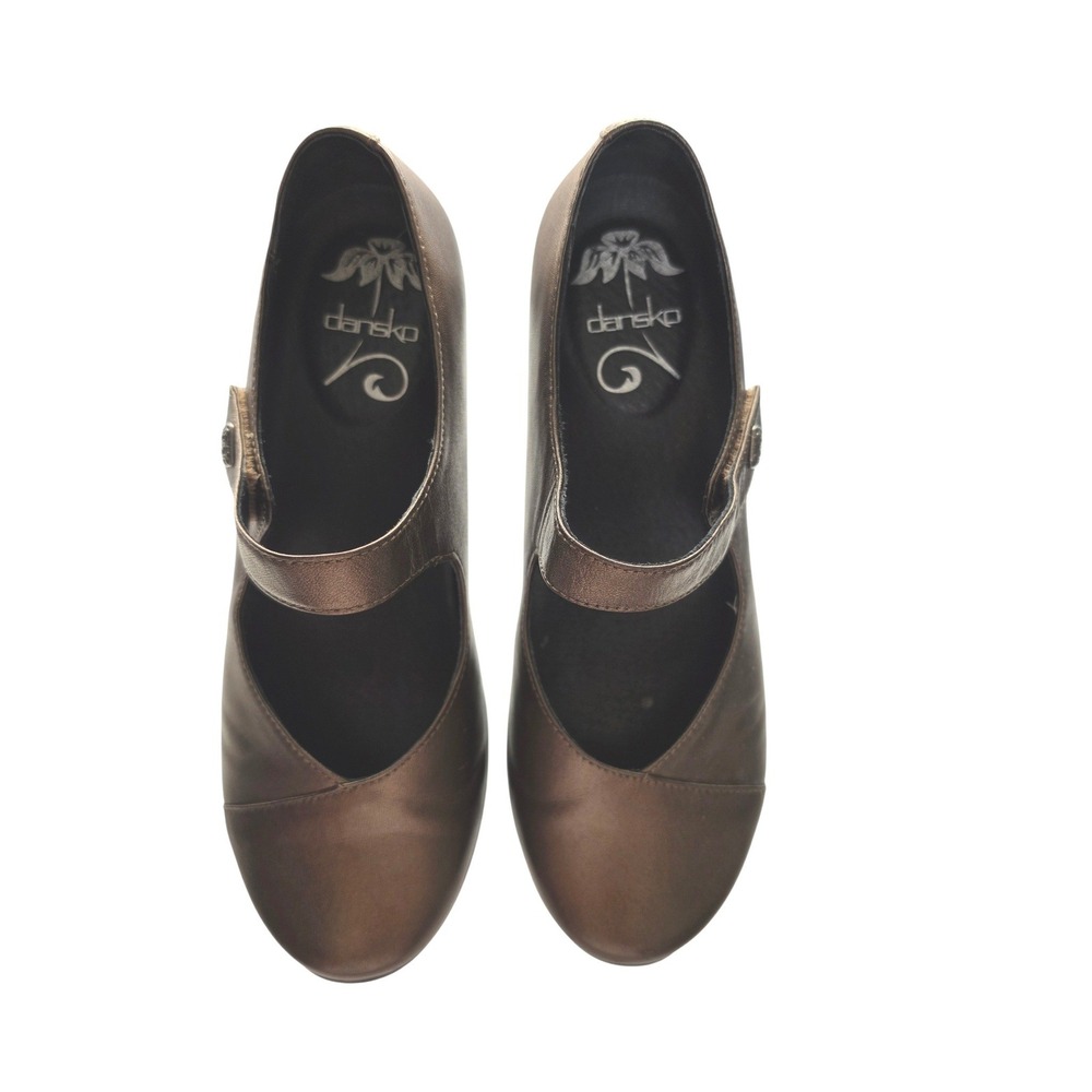 Dansko Mary Jane Bronze Metallic Leather Pumps Shoes Womens Size 38 5600290200